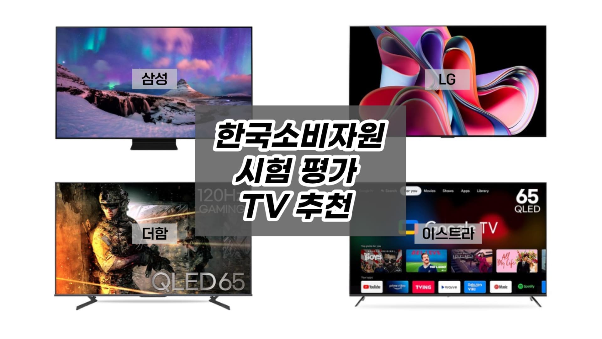 2022년 한국소비자원 시험 평가 TV 중 삼성 LG 더함 이스트라 제품